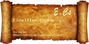 Einviller Csaba névjegykártya